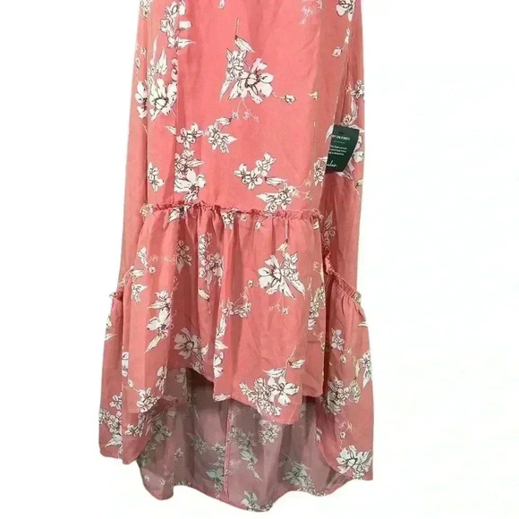 Hello to Love Pink Floral Print Lace-Up High-Low Maxi Dress Size Small - Picture 5 of 12